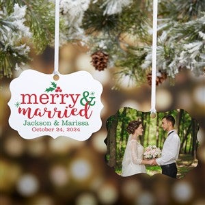Merry & Married Personalized Photo 2-Sided Ornament - 28263