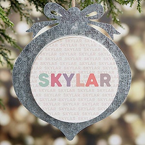 Delicate Name Galvanized Baby Christmas Ornament - Pinks - 28268-G