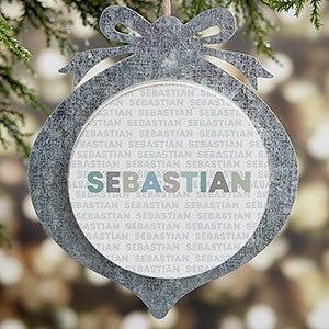 Delicate Name Galvanized Baby Christmas Ornament - Blues - 28268-B
