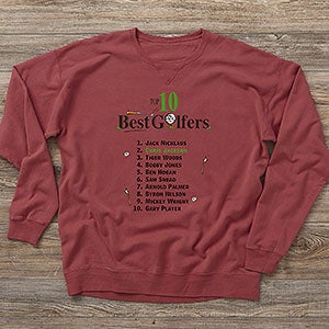 Top 10 Golfers Personalized Hanes® Adult ComfortWash™ Sweatshirt - 28296-CWS