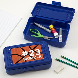 Basketball Personalized Blue Pencil Box - 28308-B