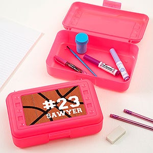 Basketball Personalized Pink Pencil Box - 28308-P