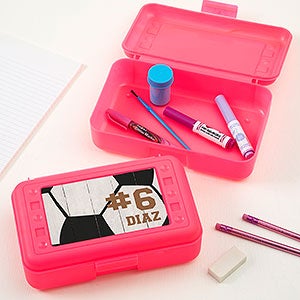 Soccer Personalized Pink Pencil Box - 28312-P