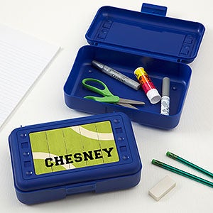 Tennis Personalized Blue Pencil Box - 28314-B
