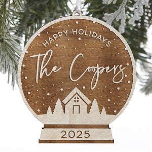 Family Snow Globe Personalized Whitewash Wood Ornament - 28317-W