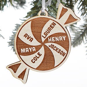 Peppermint Family Personalized Whitewash Wood Ornament - 28318-1W
