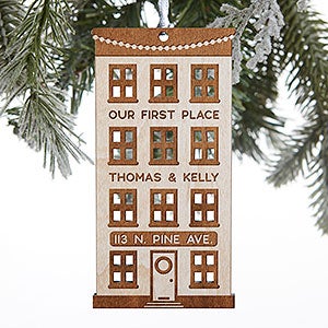 Our First Place Personalized Whitewash Wood Ornament - 28319-W