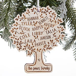 Family Tree Of Life Personalized Whitewashed Wood Ornament - 28322-W