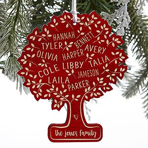 Family Tree Of Life Personalized Red Maple Wood Ornament - 28322-R
