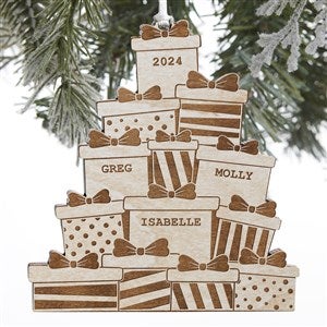 Christmas Presents Personalized Whitewashed Wood Ornament - 28323-W
