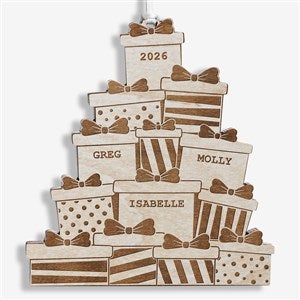 Christmas Presents Personalized Whitewashed Wood Ornament - 28323-W