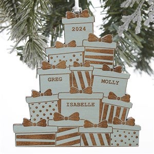Christmas Presents Personalized Blue Stain Wood Ornament - 28323-B