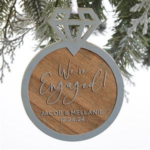 Engagement Ring Personalized Blue Stain Wood Ornament - 28324-B