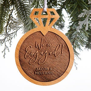 Engagement Ring Personalized Natural Wood Ornament - 28324-N