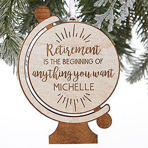 Retired Christmas Personalized Globe Whitewash Wood Ornament - 28326-W