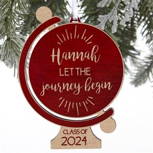 Graduation Globe Personalized Red Maple Wood Ornament - 28327-R