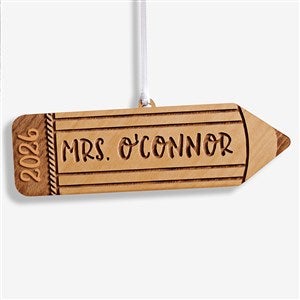 Wood Pencil Personalized Teacher Ornament - Natural Wood - 28329-N