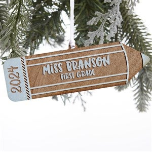 Wood Pencil Personalized Teacher Ornament - Blue Stain Wood - 28329-B
