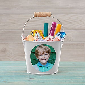 Personalized Photo Mini Metal Bucket for Kids - White - 28341