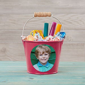 Personalized Photo Mini Metal Bucket for Kids - Pink - 28341-P