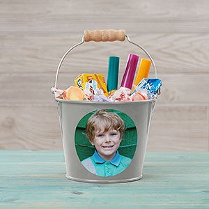 Personalized Photo Mini Metal Bucket for Kids - Silver - 28341-S