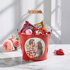 Romantic Photo Personalized Mini Metal Bucket - Red - 28343-R
