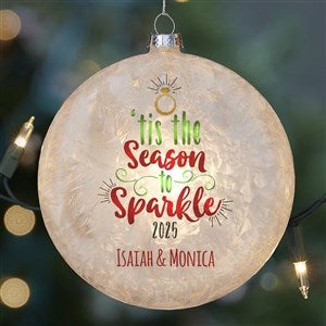 Season To Sparkle Lightable Frosted Glass Engagement Ornament - 28346
