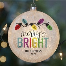 Merry  Bright Family Lightable Frosted Glass Ornament - 28347