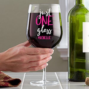 Just One Glass  Personalized Whole Bottle Oversized Wine Glass - 28363