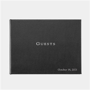 Premium Debossed Leather Guestbook - Black - 28373D-B