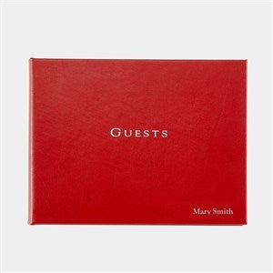 Premium Debossed Leather Guestbook - Red - 28373D-R