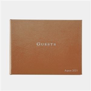 Premium Debossed Leather Guestbook - Tan - 28373D-T