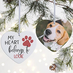 My Heart Belongs To Personalized Pet Heart Ornament - 2 Sided Matte - 28386-2L
