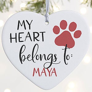 My Heart Belongs To Personalized Pet Heart Ornament - 1 Sided Matte - 28386-1L
