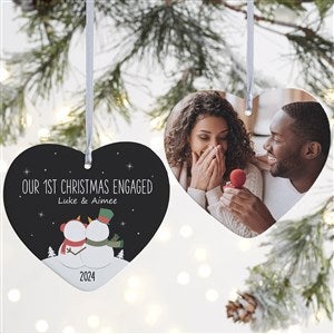Snow Couple Personalized Heart Ornament - 2 Sided Matte - 28387-2L