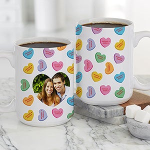 Conversation Hearts Personalized Valentines Day Coffee Mug 15 oz.- White - 28398-L
