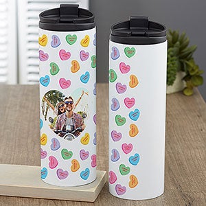 Conversation Hearts Personalized 16 oz. Valentines Day Travel Tumbler - 28400