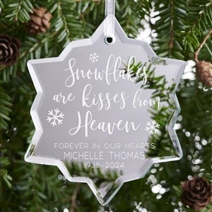 Snowflake Kisses From Heaven Personalized Memorial Mirror Ornament - 28403