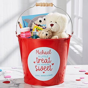 A Little Treat for Someone Sweet Personalized Large Metal Bucket - Red - 28406-RL