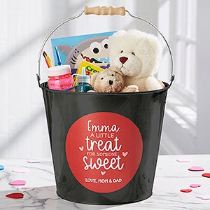 A Little Treat for Someone Sweet Personalized Large Metal Bucket - Black - 28406-BL