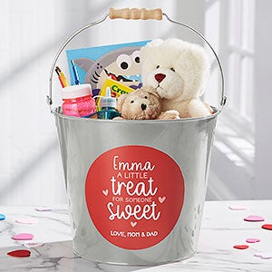 A Little Treat for Someone Sweet Personalized Large Metal Bucket - Silver - 28406-SL