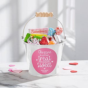 A Little Treat for Someone Sweet Personalized Mini Metal Bucket - White - 28406