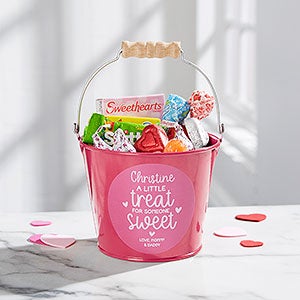 A Little Treat for Someone Sweet Personalized Mini Metal Bucket - Pink - 28406-P