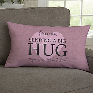 Sending Hugs Personalized Lumbar Velvet Throw Pillow - 28409-LBV