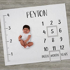 Ruler Milestone Personalized Baby Plush Fleece Blanket - 28424