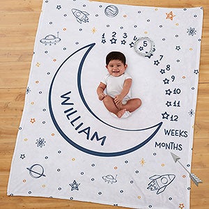 Space Milestone Personalized Baby Plush Fleece Blanket - 28425