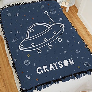 Space Personalized 50x60 Tie Baby Blanket - 28426-T