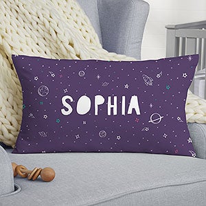 Space Personalized Lumbar Baby Velvet Throw Pillow - 28429-LBV