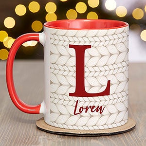 Christmas Sweater Monogram Personalized Coffee Mug 11 oz.- Red - 28440-R