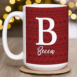 Christmas Sweater Monogram Personalized Coffee Mug 15oz White - 28440-L